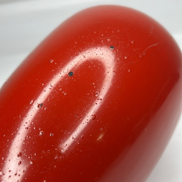 Vintage 🦤 Korean Red Lacquer Brass Vase Mother of Pearl Inlay Phoenix Bird - Picture 9 of 16